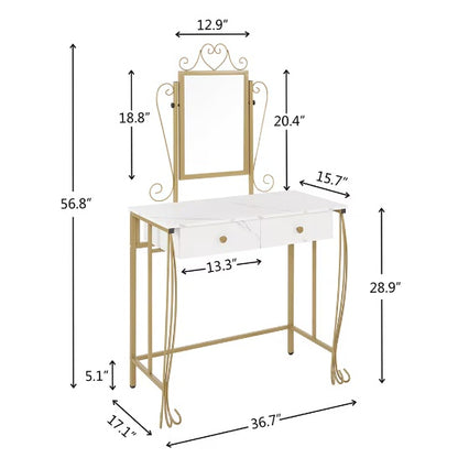 Viva Elite Modern Women's Vanity Set with Mirror & Stool - The Future of Feminine Empowerment