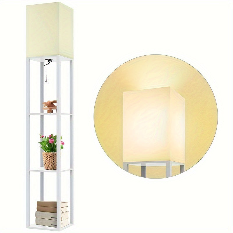 floor lamp with shelf with wooden shelf
