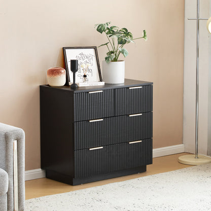 Black four-drawer wave nightstand