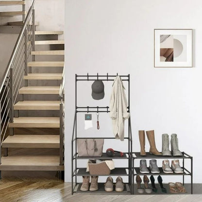 shoe and hat rack styled for closets