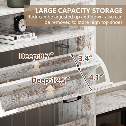 Large Capacity Shoe Cabinet – Elegant White Storage for Entryway & Balcony