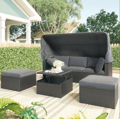 Gray U-Style Outdoor Daybed Set with Canopy | Viva