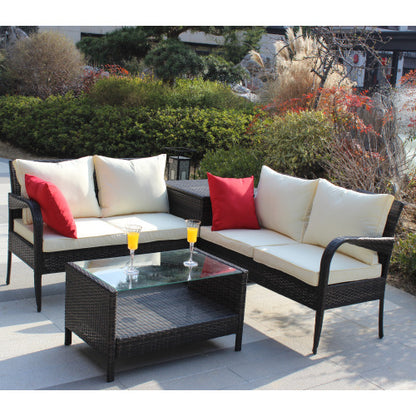 Brown 4-Piece Patio Sectional with Storage | Viva