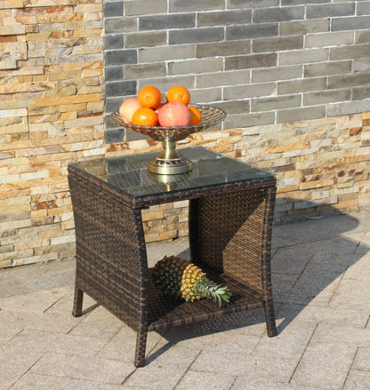 Outdoor Patio Coffee Table with Clear Tempered Glass - Elegant & Weather-Resistant
