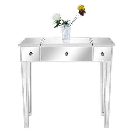 FCH Silver Computer Desk with Clamshell Mirror – Stylish & Functional Workstation