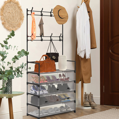 Viva Essentials Collection: 5-Tier Entryway Hall Tree with Coat & Shoe Rack