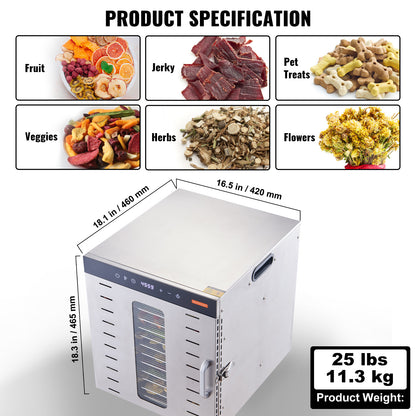 VEVOR 10-Tray 1000W Stainless Steel Food Dehydrator | Viva