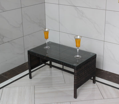 Outdoor Patio Coffee Table with Clear Tempered Glass - Elegant & Durable Design
