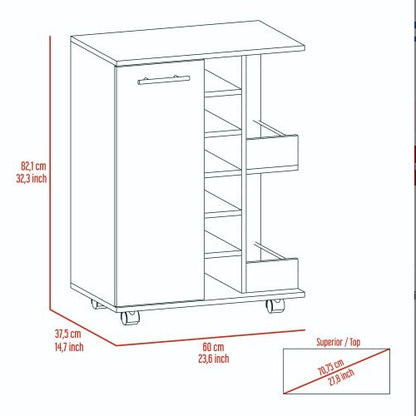 Plate Structure Dining Cabinet With Universal Wheel Trolley
