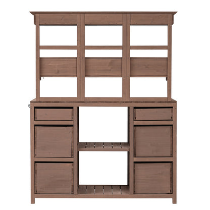 Video Provided  TOPMAX Garden Potting Bench Table, Rustic And Sleek Design With Multiple Drawers An