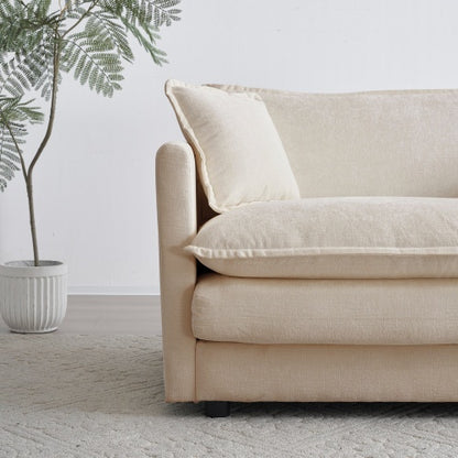 Beige Chenille 3-Seater Sofa with Pillows | Viva Kensington