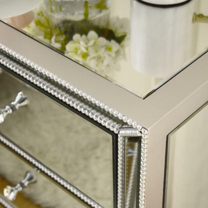 Elegant Silver Mirror Three-Drawer Cabinet – A Perfect Blend of Style and Functionality