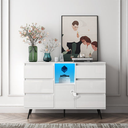 Luxury LED Storage Cabinet - Sleek & Modern White Gloss Finish