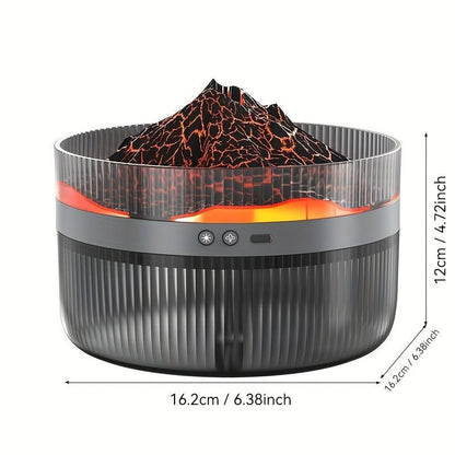 2-Color LED Volcano Flame Light Humidifier – 2L Large Capacity Aromatherapy Diffuser