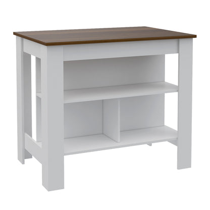 Rockaway 3-Shelf Kitchen Island White And Walnut