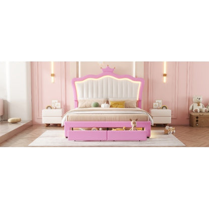Viva Astrid Full-Size Upholstered Bed Frame with LED & Storage