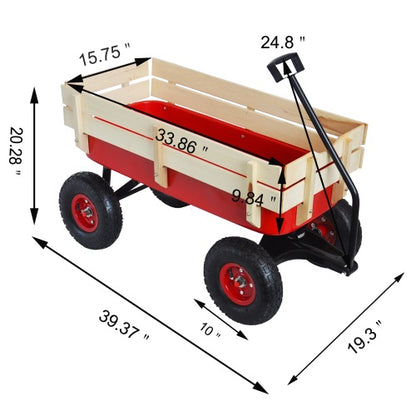 Heavy-Duty All-Terrain Wooden Wagon Cart – Perfect for Gardens, Yards & Outdoor Adventures