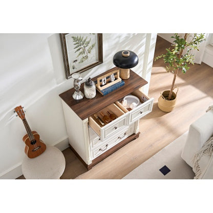 Farmhouse-Style 5-Drawer Dresser Chest – Rustic Wooden Storage Organizer for a Stylish & Clutter-Free Home