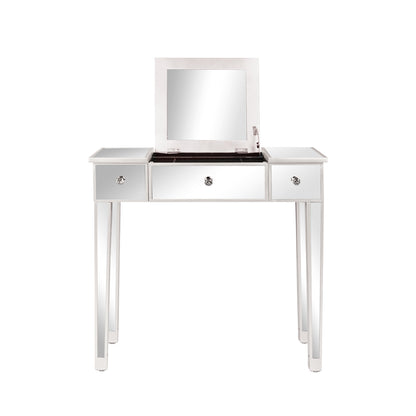 FCH Silver Computer Desk with Clamshell Mirror – Stylish & Functional Workstation