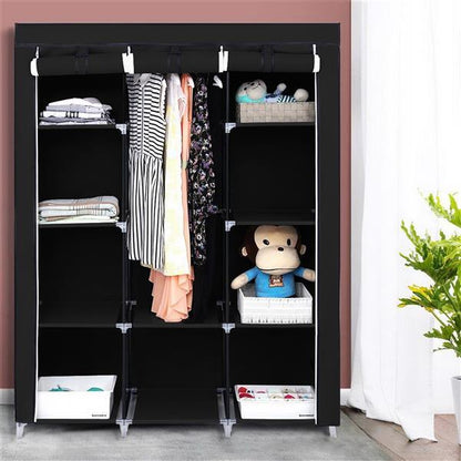 4-Tier 10-Compartment Nonwoven Wardrobe, Black | Viva