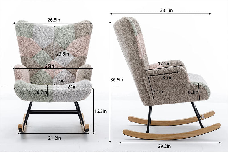 Viva Aurora Mid-Century Patchwork Accent Chair