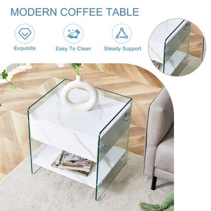 Nocturne White 1-Drawer Glass Nightstand | Viva Elite
