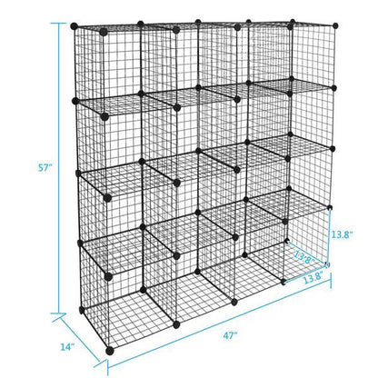 🗄️ Viva Essentials – 16-Grid Iron Mesh Material Storage Rack