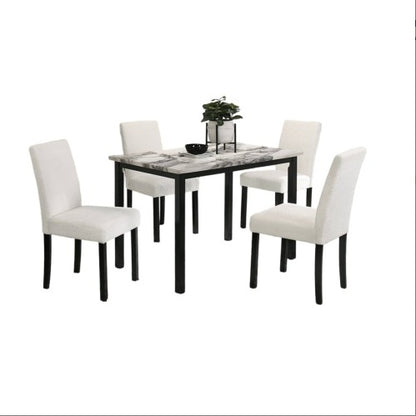 Viva Aria White Wool Fabric Dining Ensemble