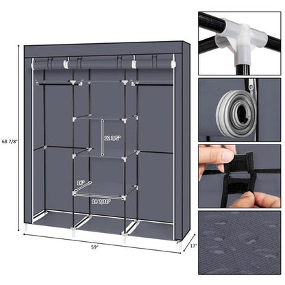 Gray 5-Shelf Non-Woven Wardrobe Organizer | Viva Nevada