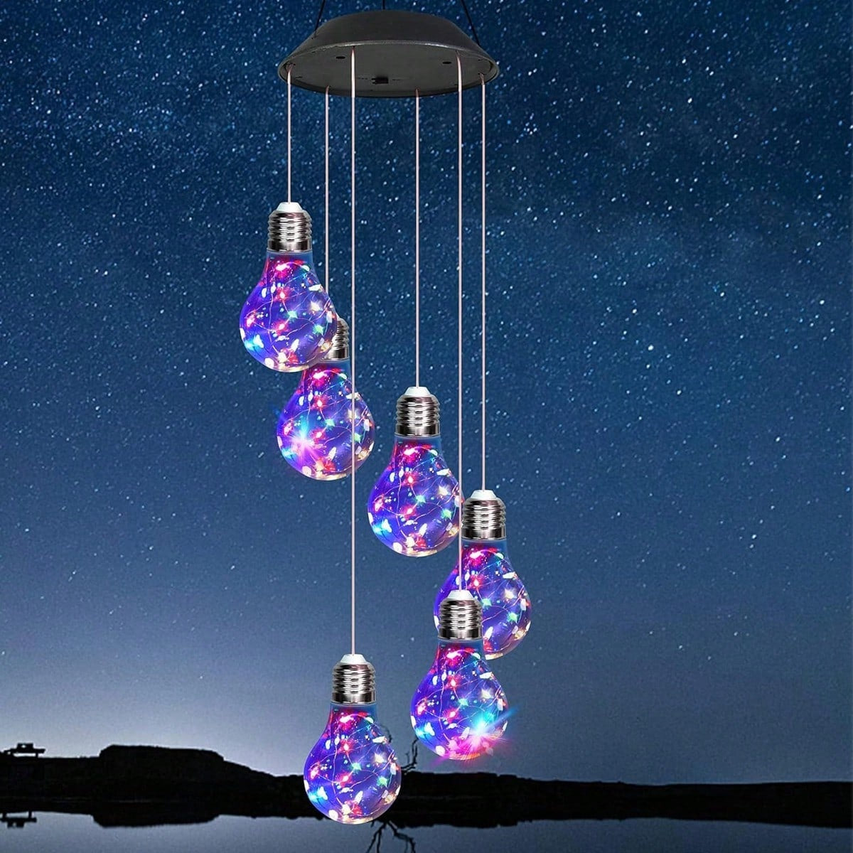 Viva Elite Solar Light Bulb Wind Chime - Color-Changing Edison Mobile