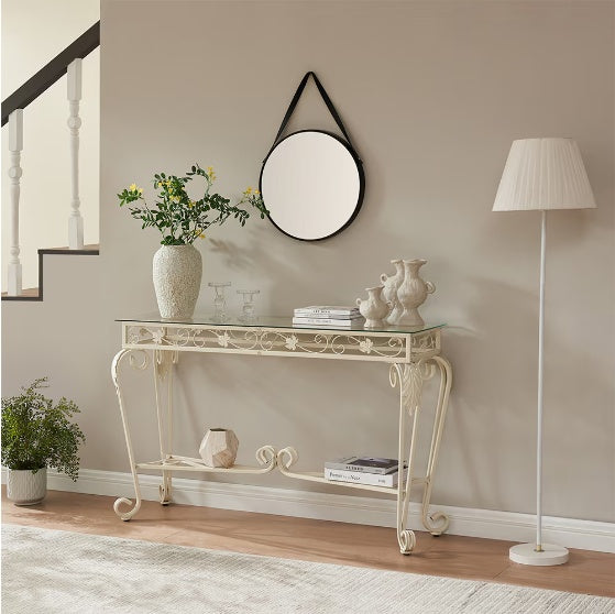Modern Tempered Glass Metal Frame Table – Elegant & Durable Design