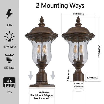Viva Elite Vintage Bronze Outdoor Pole Light - Waterproof Garden Pathway Lantern