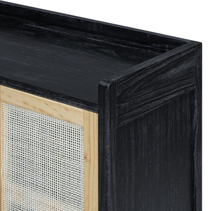 Black & Natural 60-Inch Rattan-Door Sideboard | Viva