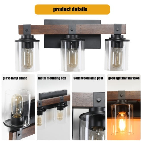 Vintage 3-Lamp Farmhouse Bathroom Wall Sconce – Rustic Charm for Your Home