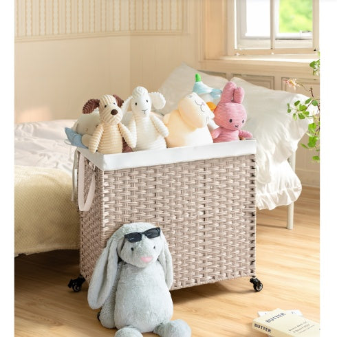 Viva Atelier Cascade 160L Rattan Laundry Hamper with Lid & Removable Bags