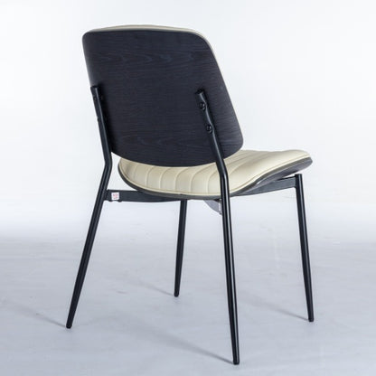 Dining Chairs Set Of 2 Mid Century Modern Retro Faux Leather Chair With Walnut Bentwood Back Upholstered Seat Metal Legs Adjustable Foot For Kitchen Dining Room Chairs