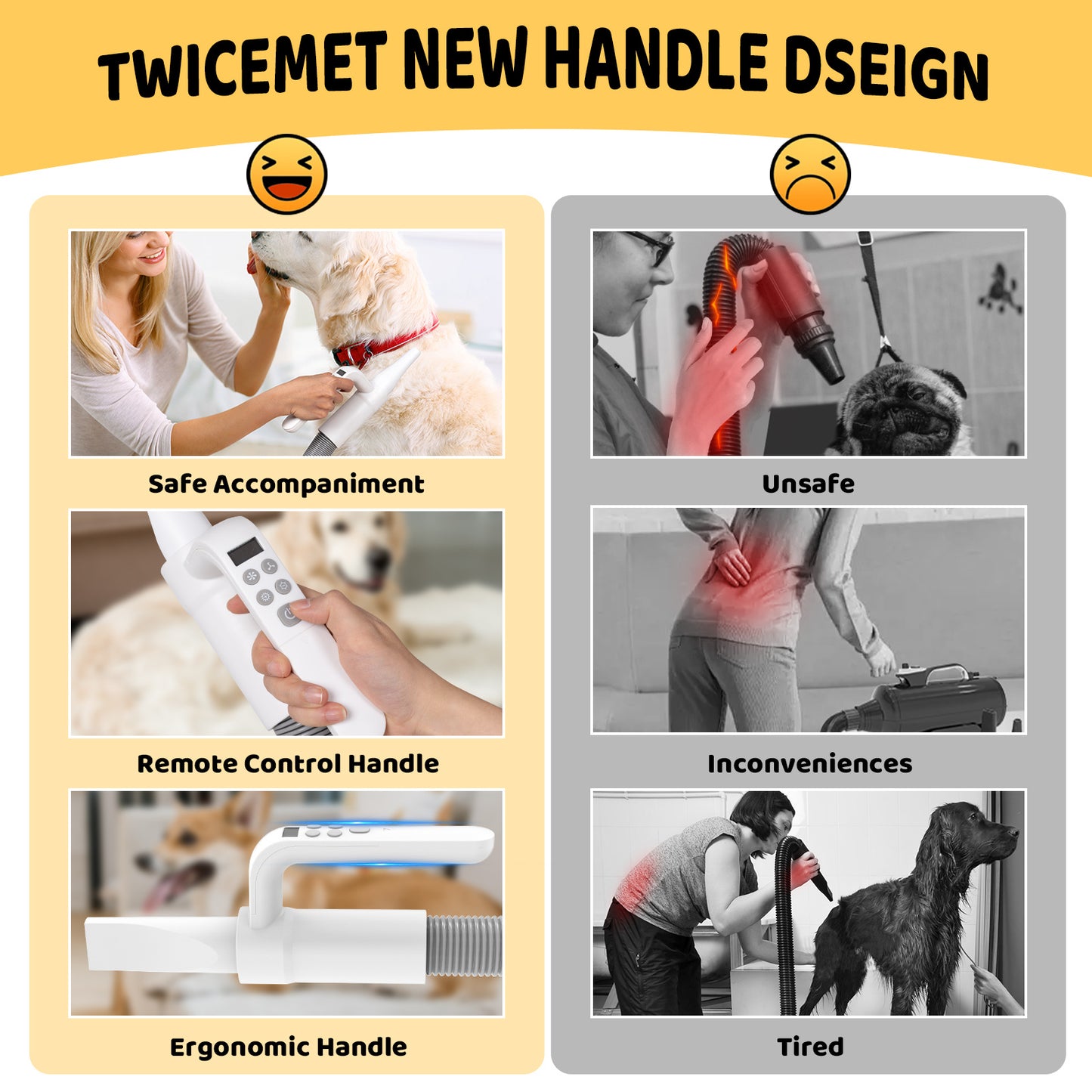 4-in-1 Smart Dog Hair Dryer with Adjustable Speed & Temperature for Cats and Dogs – High-Speed Negative Ion Technology