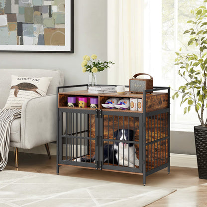 41-Inch Dog Crate Furniture with Storage & Double Doors | Viva