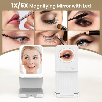 Travel Makeup Mirror with Lights – Compact, Portable & Elegant