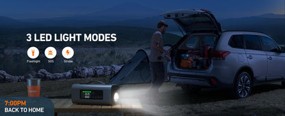 2500A Battery Jump Starter & 150PSI Air Compressor | Portable Emergency Power for Gas & Diesel Engines