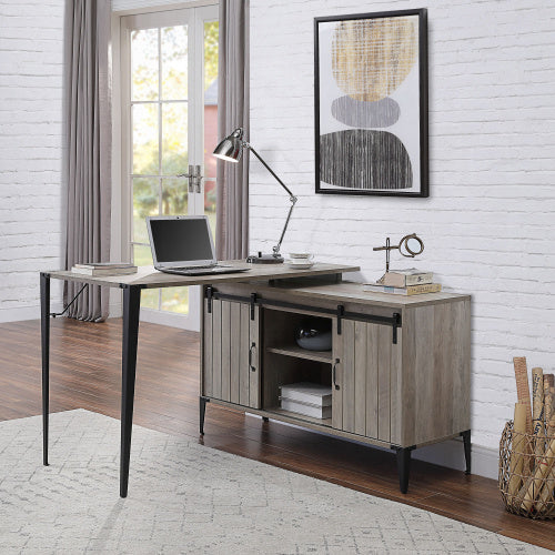 Viva Elite Rustic Oak Writing Desk with Sliding Barn Door – The Future of Farmhouse Sophistication