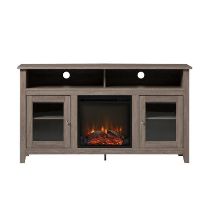 Viva Hearth Collection: Classic Glass Door Fireplace TV Stand