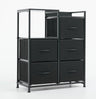 Five-drawer Fabric-paneled Wardrobe, Double-layer Shelf Storage Cabinet