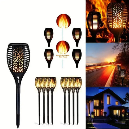 Solar flame lights with decorative patterns on a white background