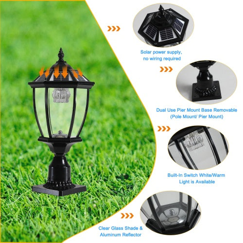 Solar Pillar Headlights with Dimmable LEDs – 2-Pack | Elegant & Energy-Efficient Outdoor Lighting