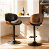 A Set Of 2 Rotating Bar Stools With Adjustable Height, PU Leather Decorative Chairs, Backrests And Footstools, And Anti-slip Rubber Bases