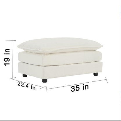 White 2-Seater Sectional Sofa with Ottoman | Viva