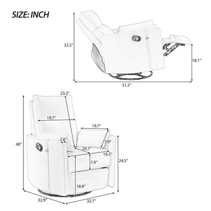 Manual Swivel Rocker Recliner – Beige or Dark Gray | Viva