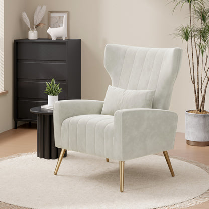Viva Élan Collection: The Élan Aurore Velvet Wingback Accent Chair