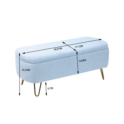 Elegant Blue Bedside Storage Footstool – Smart & Stylish Home Organization
